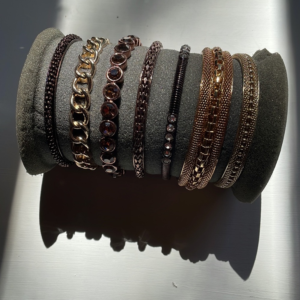 Bangles by RJ Graziano. GLAM 13 total Goldtone bangles. Size Small - Picture 5 of 13